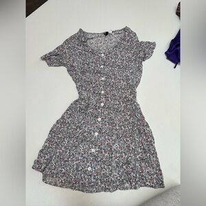 H&M Pastel Floral Button-Front Dress - Pink, Blue, Green